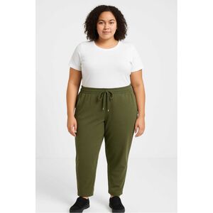 Pantalon jogging en grande taille à taille élastiquée et cordon