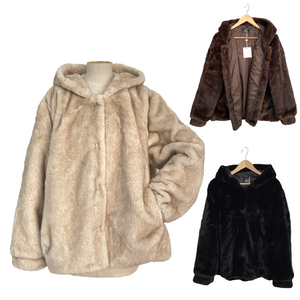 Veste à capuche en fausse fourrure, façon vison, au toucher incroyablement doux