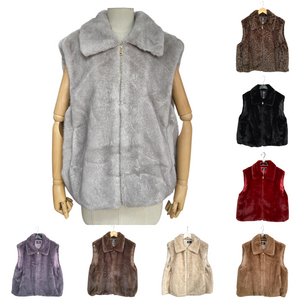 Veste sans manches en fausse fourrure très douce imitant le vison