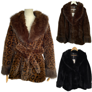 Manteau ceinturé en fausse fourrure avec col à revers, au toucher très doux