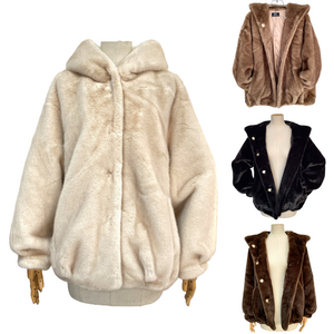 Veste à capuche en fausse fourrure effet vison  avec un toucher d'une grande douceur