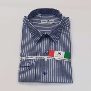 Chemise slim bleue homme  avec imprimé rayures verticale