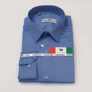 Chemise homme coupe slim bleu classique à manches longues