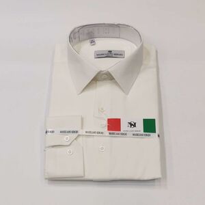 Chemise de coupe slim avec manches longues de couleur crème unie