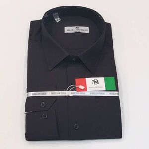 Chemise pour homme unie noire coupe slim Massiliano Sergio