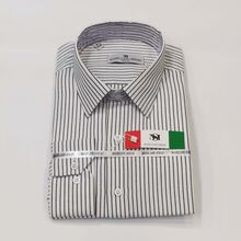 Chemise slim pour homme blanche à fines rayures verticales noires