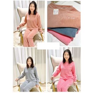 Ensembles pyjama femme en 2 pièces chaud et douillet avec pantalon
