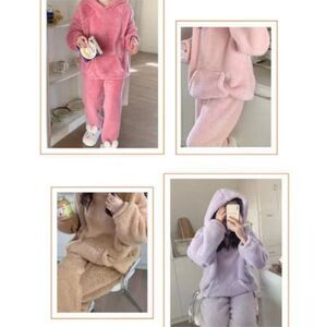 Ensembles pyjama 2 pièces en plaid à capuche et poche kangourou + pantalon