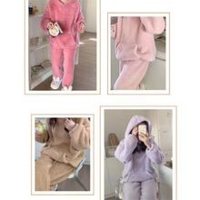 Ensembles pyjama 2 pièces en plaid à capuche et poche kangourou + pantalon