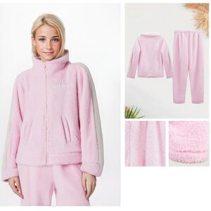 Ensembles pyjama ultra-doux veste polaire à fermeture éclair et pantalon