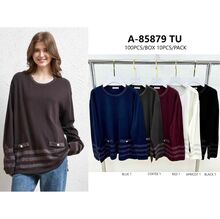 Pull à motifs de rayures scintillantes sur les poignets et l'ourlet