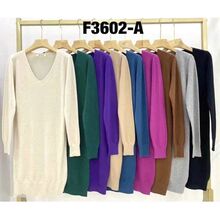 Robe pull col en V en tricot fin et doux