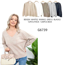 Pull tricoté avec col en V plongeant