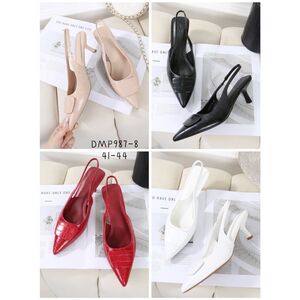 Escarpins à bout pointu type slingback avec boucle carrée décorative grande taille 41 - 44