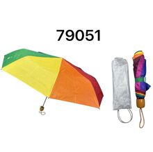 Parapluies pliant à motif arc-en-ciel avec poignée en bois