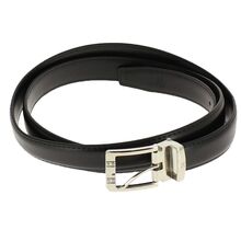 Ceinture en croûte de cuir à boucle détail strassé noir