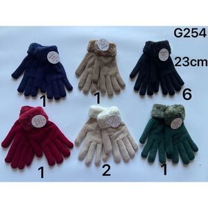 Gants tricotés avec manchette douillette en fausse fourrure