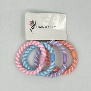 Carte de 4 pièces  élastiques à cheveux torsadés bicolores