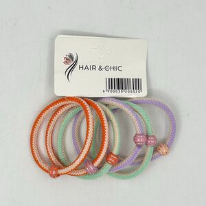 Carte de 6 pièces élastiques à cheveux bicolores à motif en zigzag texturé