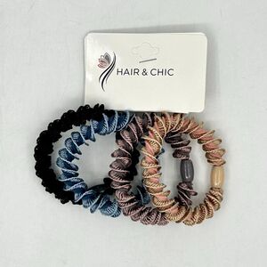 Carte de 4 pièces élastiques à cheveux  en spirale tressée