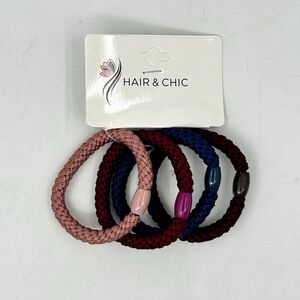 Carte de 4 pièces élastiques à cheveux torsadés couleurs classiques et sombres