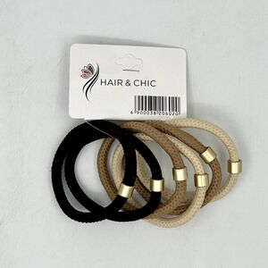 Carte de 6 pièces élastiques à cheveux avec une petite bague doré