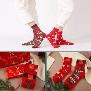 Coffret cadeau 2 paires de chaussettes Noël pour homme et femme
