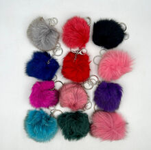 Porte-clés boule de pompon couleur uni