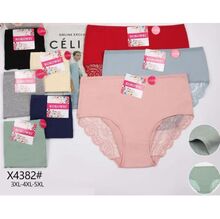 Culotte unie en coton stretch avec dentelle florale au dos - 12 pcs
