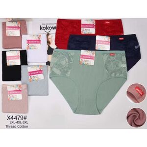 Culotte unie en coton avec panneaux latéraux en dentelle florale - 60 pcs