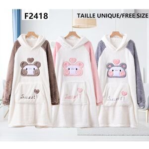 Sweat oversize en plaid chaud avec capuche design ourson mignon