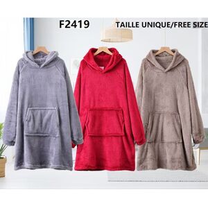 Sweat plaid doté de grande capuche et d'une poche frontale