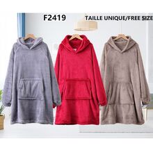 Sweat plaid doté de grande capuche et d'une poche frontale