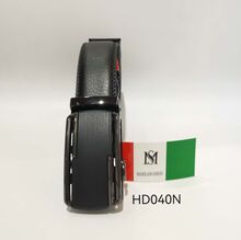 Ceinture à cliquet en cuir noir avec boucle coulissante automatique