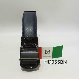 Ceinture en cuir bleu nuit avec boucle automatique design brillant