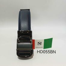 Ceinture en cuir bleu nuit avec boucle automatique design brillant