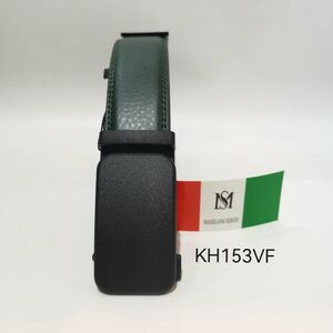 Ceinture en cuir de vachette vert foncé grainé à boucle automatique noire mat