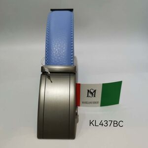 Ceinture bleu ciel en cuir de vachette à boucle coulissante automatique