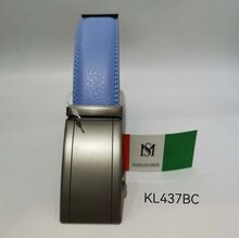 Ceinture bleu ciel en cuir de vachette à boucle coulissante automatique