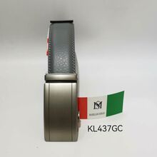 Ceinture gris clair en cuir de vachette à boucle coulissante automatique