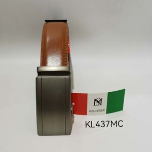 Ceinture marron laqué en cuir de vachette à boucle coulissante automatique