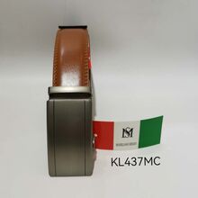 Ceinture marron laqué en cuir de vachette à boucle coulissante automatique