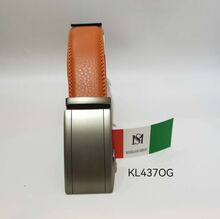 Ceinture orange en cuir de vachette à boucle coulissante automatique
