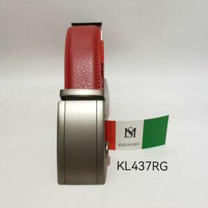 Ceinture rouge en cuir de vachette à boucle coulissante automatique