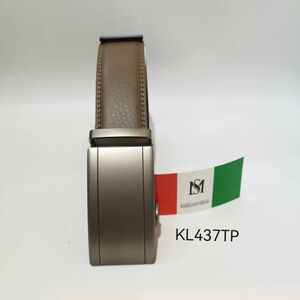 Ceinture taupe en cuir de vachette à boucle coulissante automatique