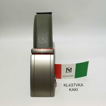 Ceinture vert kaki en cuir de vachette à boucle coulissante automatique