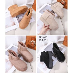 Bottines fourrées chaudes en suédine confort pour enfant tailles 28 à 35