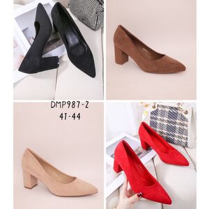 Escarpins bout pointu posées sur talon carré en suédine grande taille 41-44