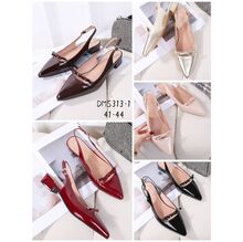 Escarpins slingback vernis bout pointu avec petite bride à nœud grande taille 41-44