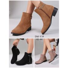 Bottines basses en suédine avec cordon en strass sur le côté grande taille 41-44